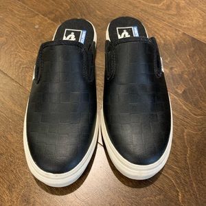 Vans - Black Leather Mules (size 7)